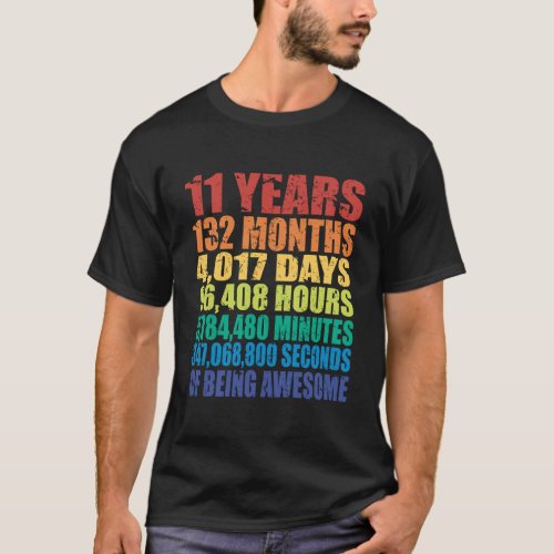 11Th Birthday Gift For Kids Boys Girls Cool 11 Yea T_Shirt