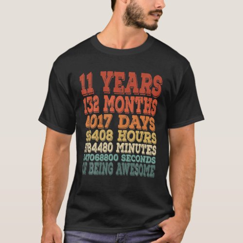 11Th Birthday Gift Girls Age 11 Eleven Year Old Bo T_Shirt