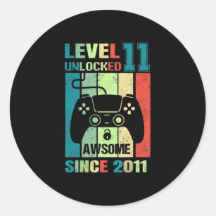 11th Birthday Gift Level 11 Unlocked Awesome 2011  Classic Round Sticker