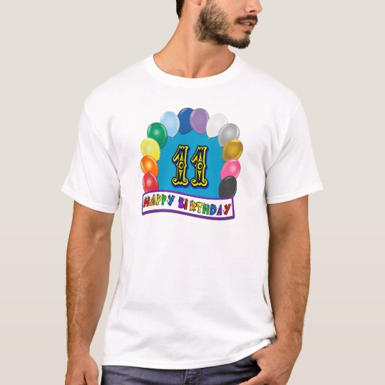 11th Birthday Gifts with Assorted Balloons Design T-Shirt