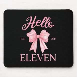 11th Birthday Girl Cute Coquette Bow Hello Eleven  Mouse Pad