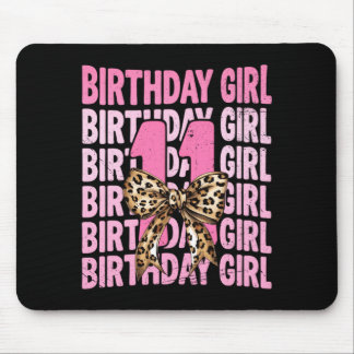 11th Birthday Girl Pink Coquette Leopard Bow 11 Mouse Pad