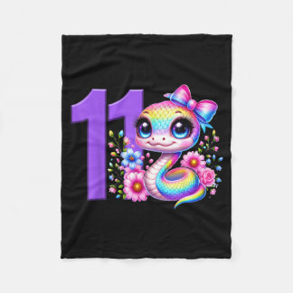 11th Birthday Girl Snake Party Rainbow Coquette Bo Fleece Blanket