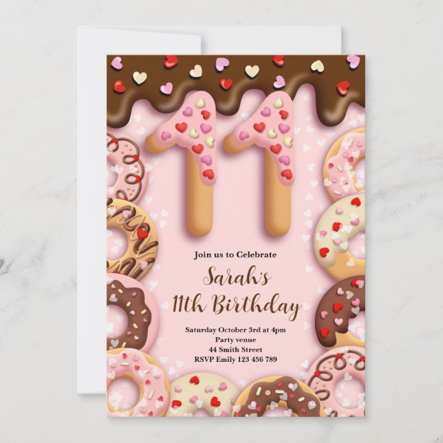 11th Birthday Girls Invitation (Front)