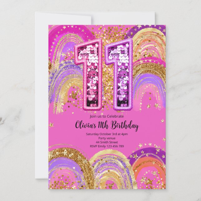 11th Birthday Girls Invitation (Front)