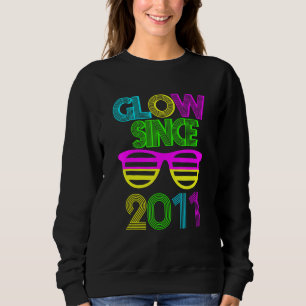 11th Birthday Glow Since 2011 Vintage Sunglasses R Sweatshirt