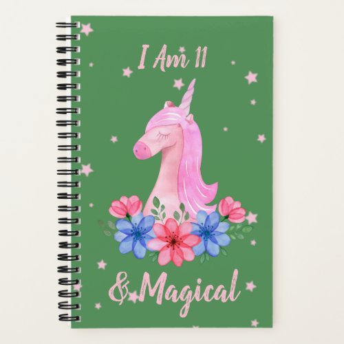11th Birthday I am 11  Magical Unicorn Notebook