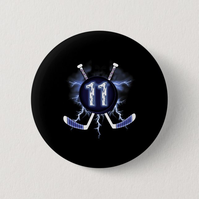 11th Birthday - Ice Hockey 11 years old  Button (Front)