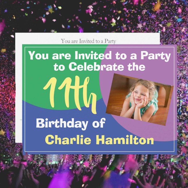 11th Birthday Invitation with Photo (Creator Uploaded)