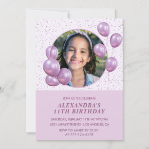 11th birthday invitations Balloons Photo Purple