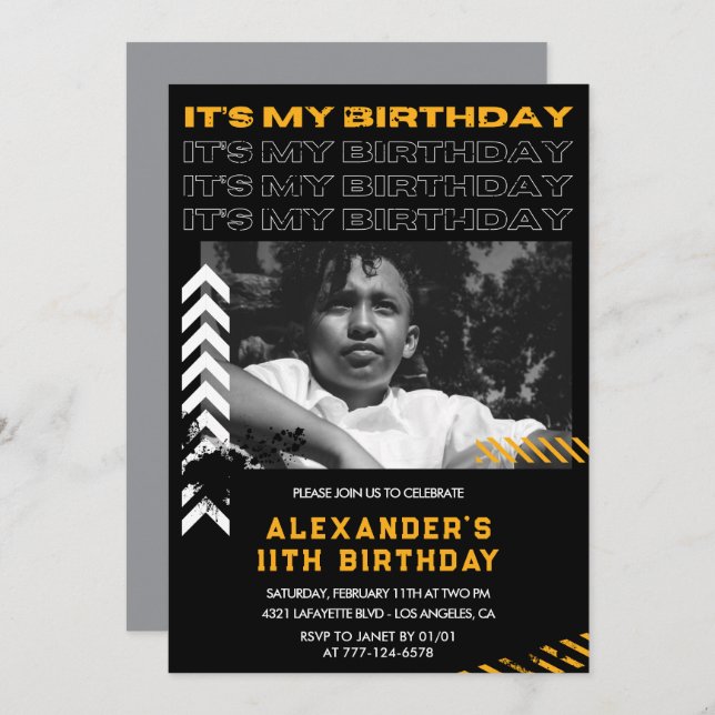 11th birthday invitations boy Photo Spray paint (Front/Back)