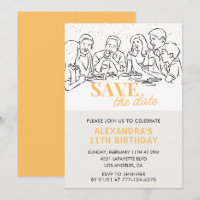 11th birthday invitations Save the date Lunch