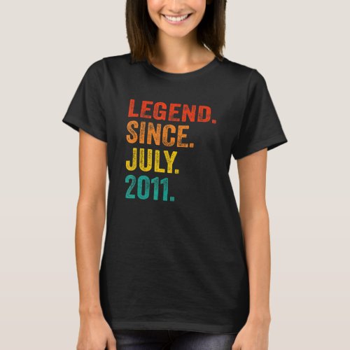 11th Birthday Legend Since July 2011 11 Years Old  T_Shirt