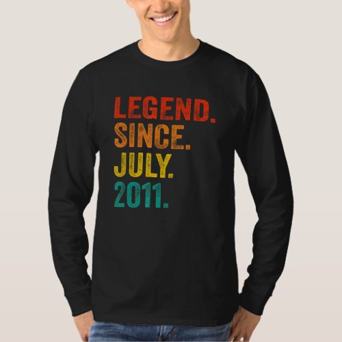 11th Birthday Legend Since July 2011 11 Years Old  T_Shirt