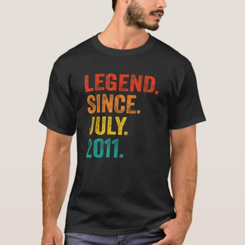 11th Birthday Legend Since July 2011 11 Years Old  T_Shirt
