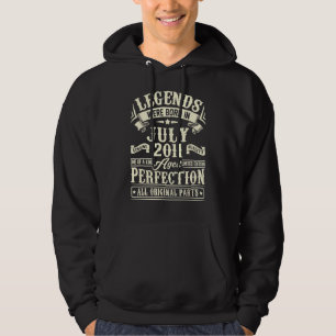 11th Birthday  Legends Born In July 2011 11 Years  Hoodie