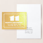 [ Thumbnail: 11th Birthday: Name + Art Deco Inspired Look "11" Foil Card ]