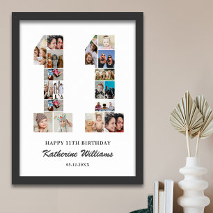 11th Birthday Number 11 Custom Photo Collage Poster