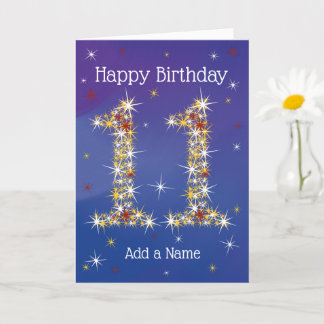 11th Birthday - Number 11 in Stars - Blue - Age 11 Card