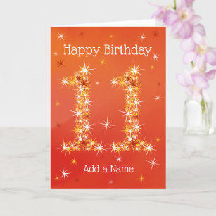 FANTASTIC COLOURFUL STAR EMBOSSED CONTOURED 11 TODAY 11TH BIRTHDAY GREETING CARD 