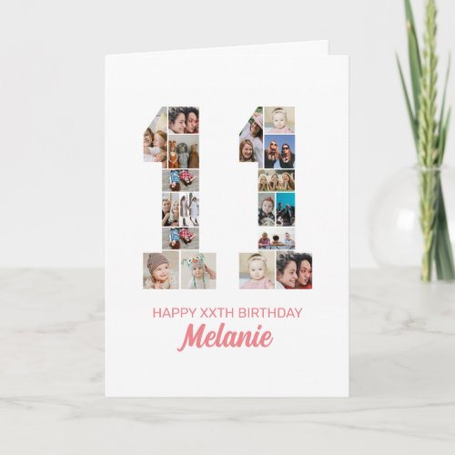 11th Birthday Number 11 Photo Collage Personalized Card