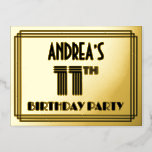 [ Thumbnail: 11th Birthday Party ~ Art Deco Style “11” + Name Postcard ]