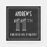 [ Thumbnail: 11th Birthday Party: Art Deco Style + Custom Name Napkins ]