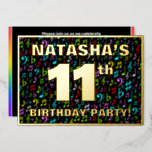 [ Thumbnail: 11th Birthday Party — Fun, Colorful Music Symbols Invitation ]