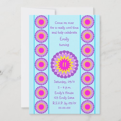 11th Birthday Party Invitation -- Cool Blue 11