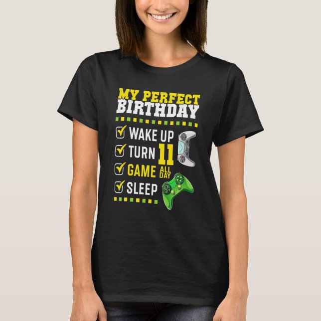 11th Birthday Party Perfect For Gamer 11 Years Old T-Shirt (Front)