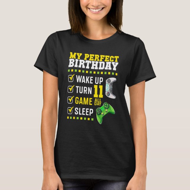 11th Birthday Party Perfect For Gamer 11 Years Old T-Shirt (Front)