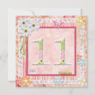 11th birthday party scrapbooking style invitation