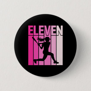 11th Birthday Party Softll Player Eleven Years Old Button
