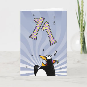 11th Birthday Penguin Surprise Card