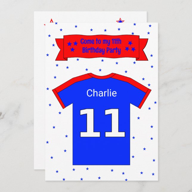 11th birthday personalized party invitation (Front/Back)