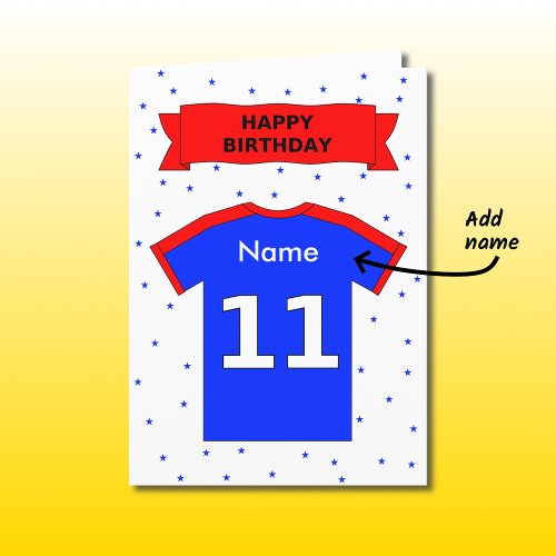11th birthday red blue t_shirt add a name card
