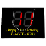 [ Thumbnail: 11th Birthday: Red Digital Clock Style "11" + Name Gift Bag ]
