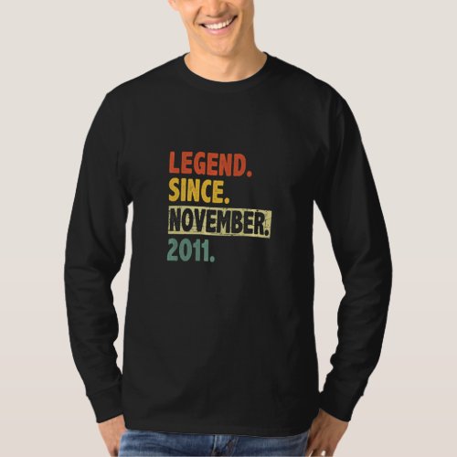 11th Birthday Retro 11 Years Old Legend Since Nove T_Shirt