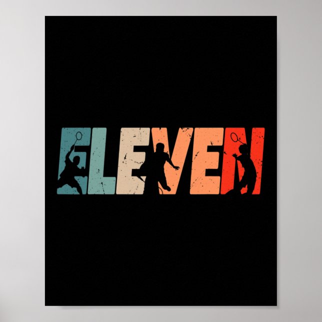 11th Birthday Retro Badminton 11 Years Old Boy Gir Poster (Front)