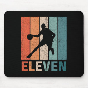 11th Birthday Retro Basketball Lovers Boys Kids 11 Mouse Pad