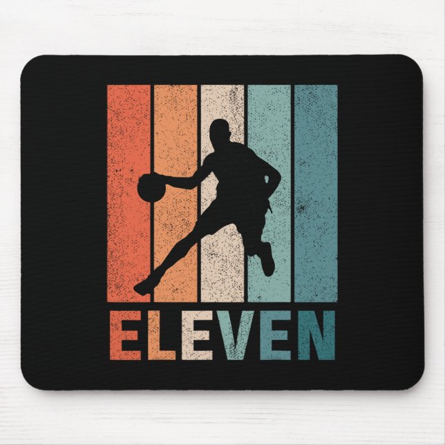 11th Birthday Retro Basketball Lovers Boys Kids 11 Mouse Pad (Front)