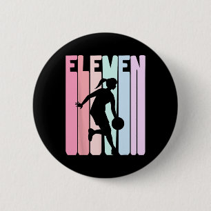 11th Birthday Retro Basketball Player 11 Years Old Button
