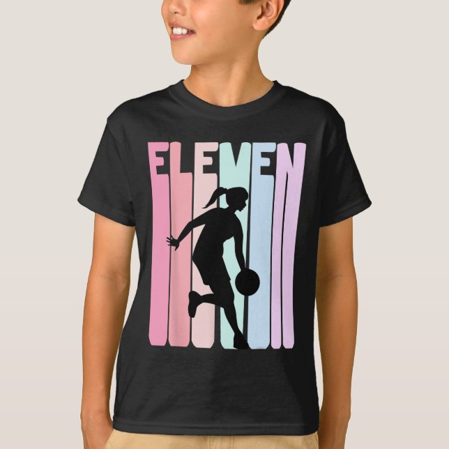 11th Birthday Retro Basketball Player 11 Years Old T-Shirt (Front)