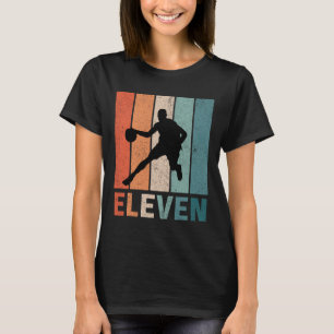 11th Birthday Retro Bysketbyll Lovers Boys Kids 11 T-Shirt