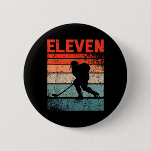 11th Birthday Retro Ice Hockey 11 Years Old Boy Gi Button