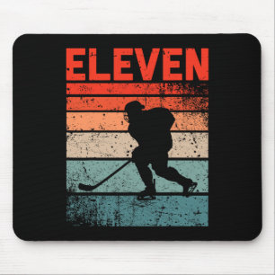 11th Birthday Retro Ice Hockey 11 Years Old Boy Gi Mouse Pad