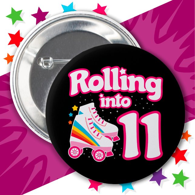 11th Birthday Roller Skating 11 Years Old Skate Button (Creator Uploaded)