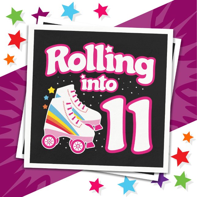 11th Birthday Roller Skating 11 Years Old Skate Napkins (Creator Uploaded)