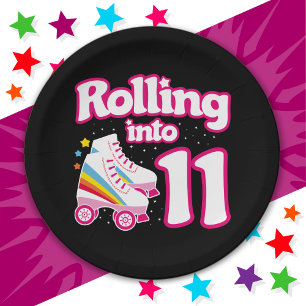 11th Birthday Roller Skating 11 Years Old Skate Paper Plates