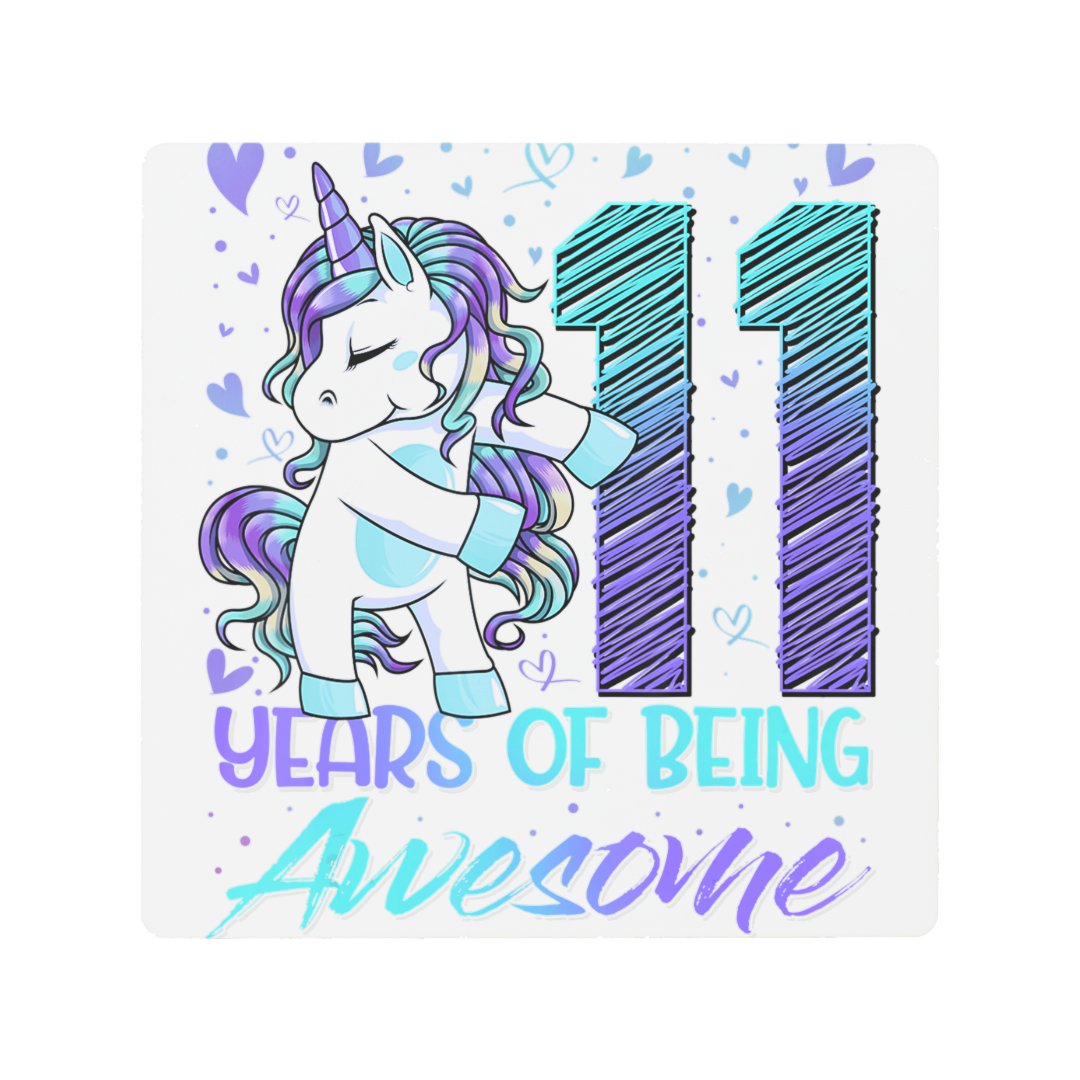 11th-birthday-shirt-11-year-old-girl-flossing-unic-metal-print-zazzle
